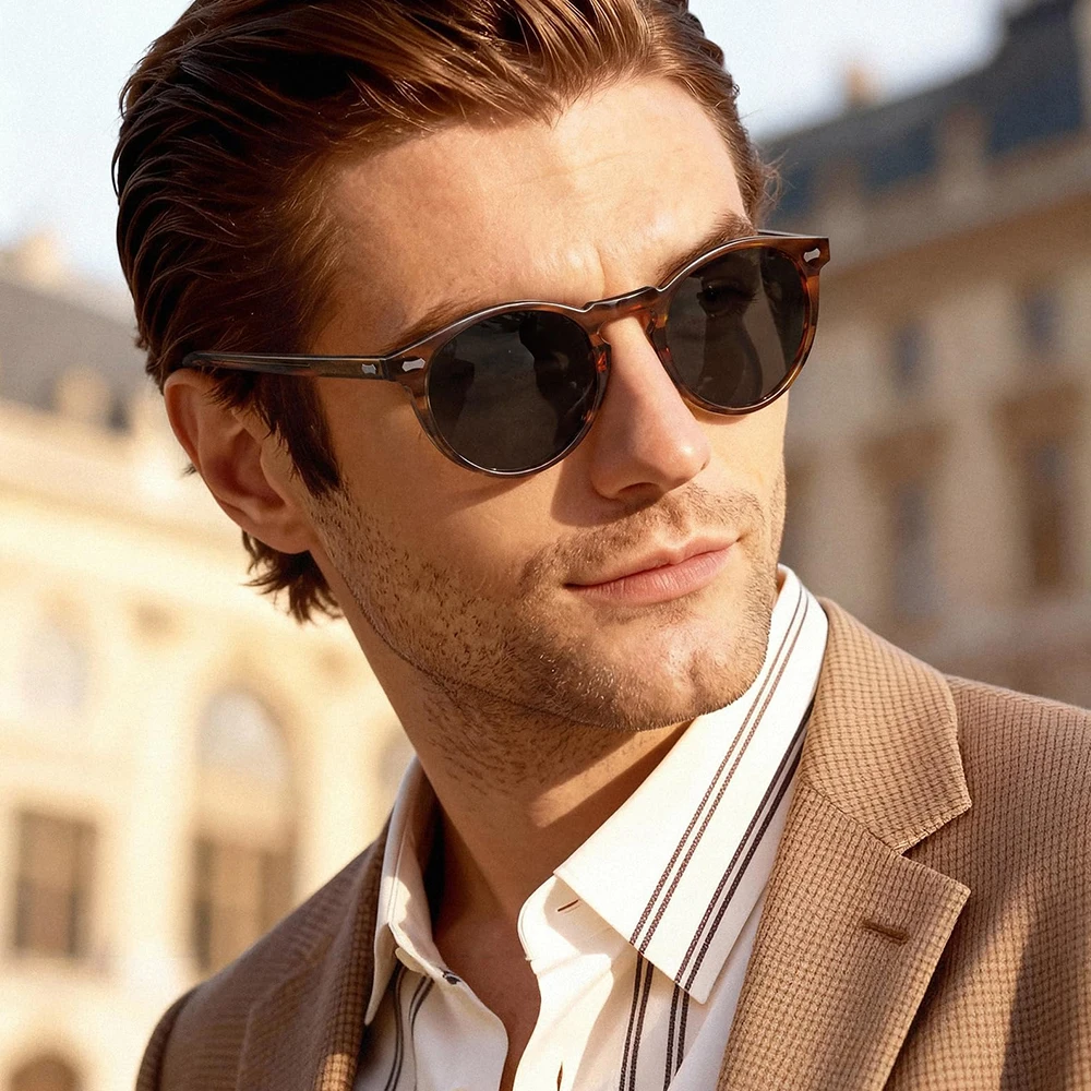 GFUIARA Retro polarisierte Sonnenbrille für Männer und Frauen, klassischer Nietenrahmen, modische Sonnenbrille zum Fahren, UV400 – Detail 3