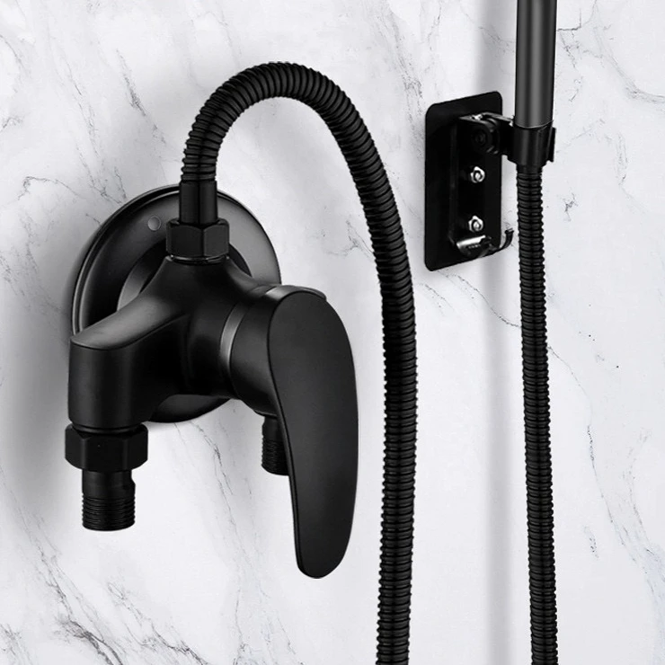 Cold Hot Mixer Tap Bathroom Faucets Black Shower Faucet Shower Head Set Household Wall Mounted Shower Mixer Valve Switch