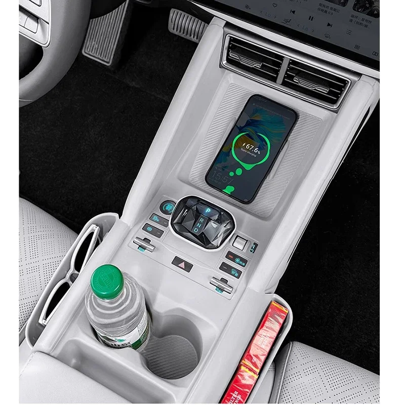 For BYD Yuan UP Pro 2024 2025 Car Center Control Silicone Wireless Charging Anti-slip Mat Cup Slot Storage Box Auto Accessories