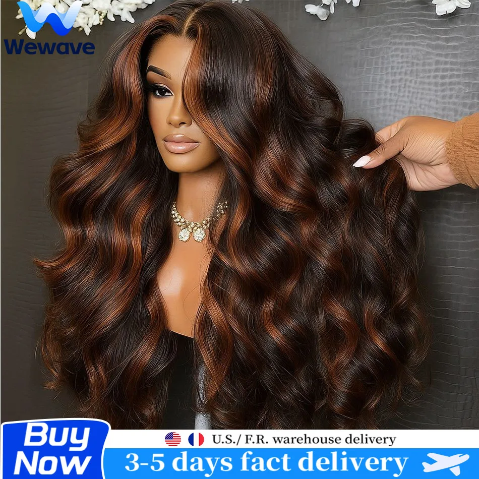 

Wewave 36-дюймовый парик из натуральных волос объемной волны 1b30 Highlight HD Frontal 13x6 13x4 Отбеленный завязанный полный парик шнурка для женщин