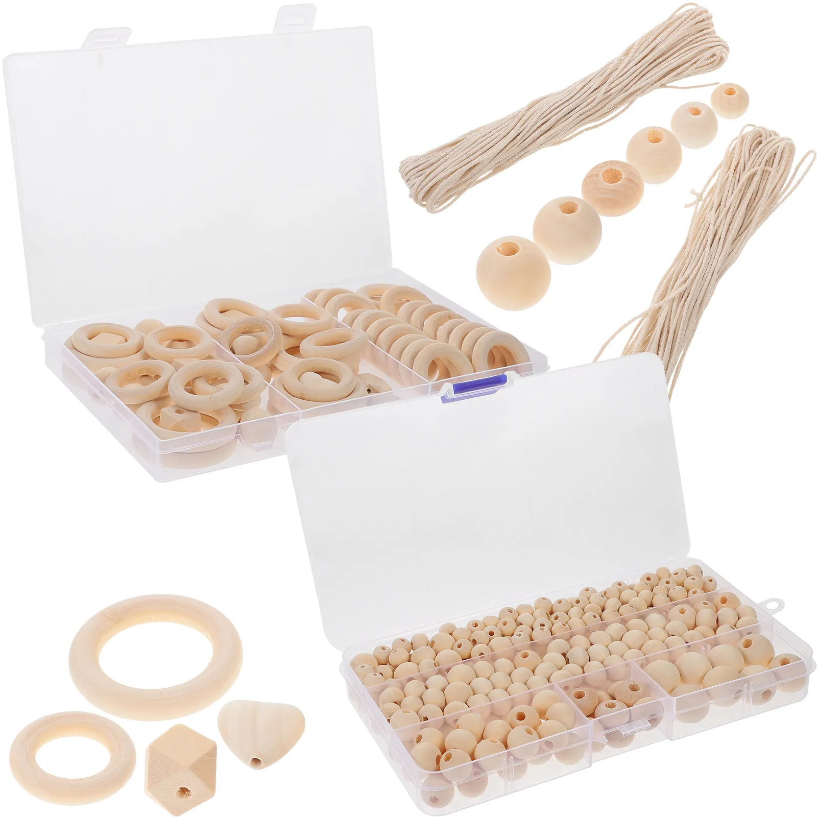 1Set Circular Wooden Beads Durable Multipurpose DIY Craft Supplies Jewelry Making Loose Beads for Bracelets Necklaces Charms