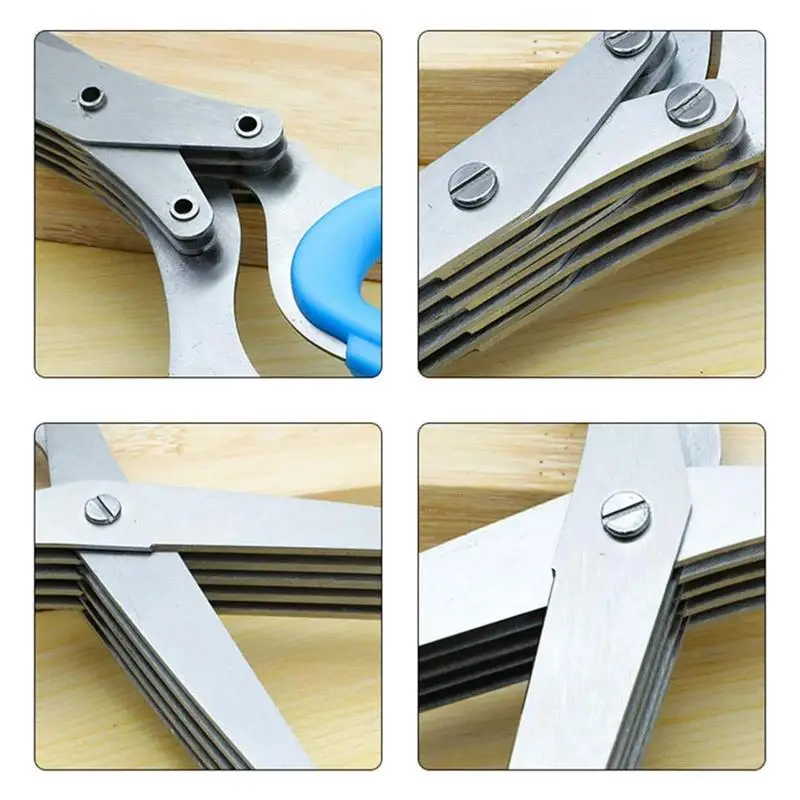 5 Blade Herb Schaar Multifunctionele Multi Lagen Rvs Messen Keuken Schaar Scallion Cutter Keuken Accessoires