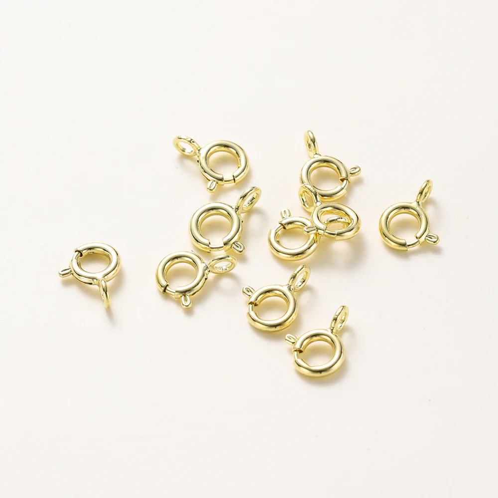 10 Stück/14K 18K Gold runder Federverschluss mit Biegering offener Verbindungsverschluss für DIY-Schmuck Halskette Kettenherstellung Zubehör