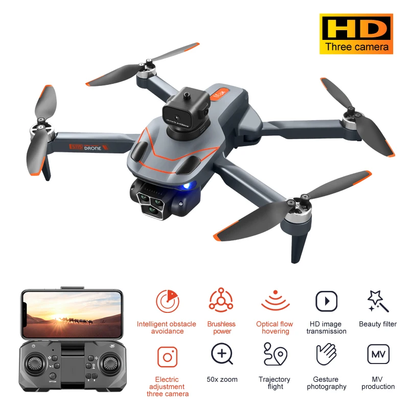 

New S115 RC Drone 4K Professinal With Three Camera Wide Angle Optical Flow Localization Four-way Obstacle Avoidance Quadcopter