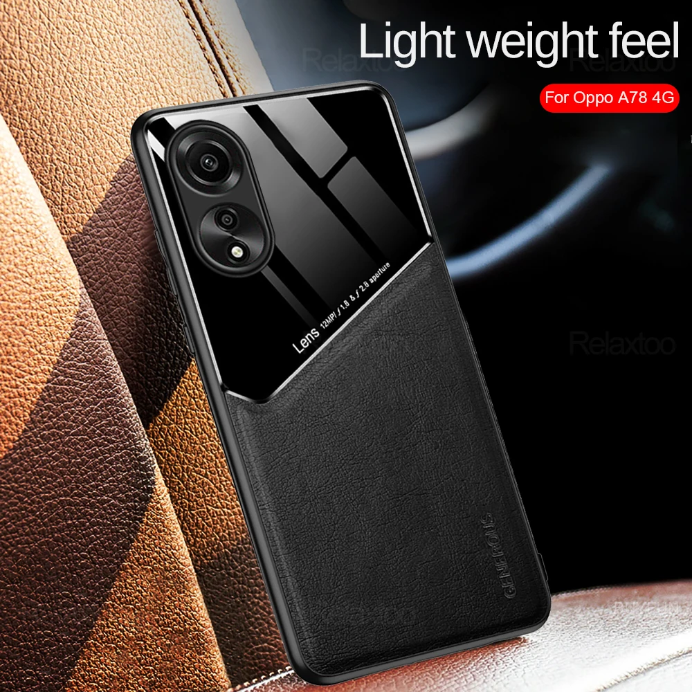 For Oppo A78 4G Case Camera Shockproof Leather Coque Appo Orro A 78 78A OppoA78 CPH2565 Car Magnetic Stand Silicon Bumper Cover