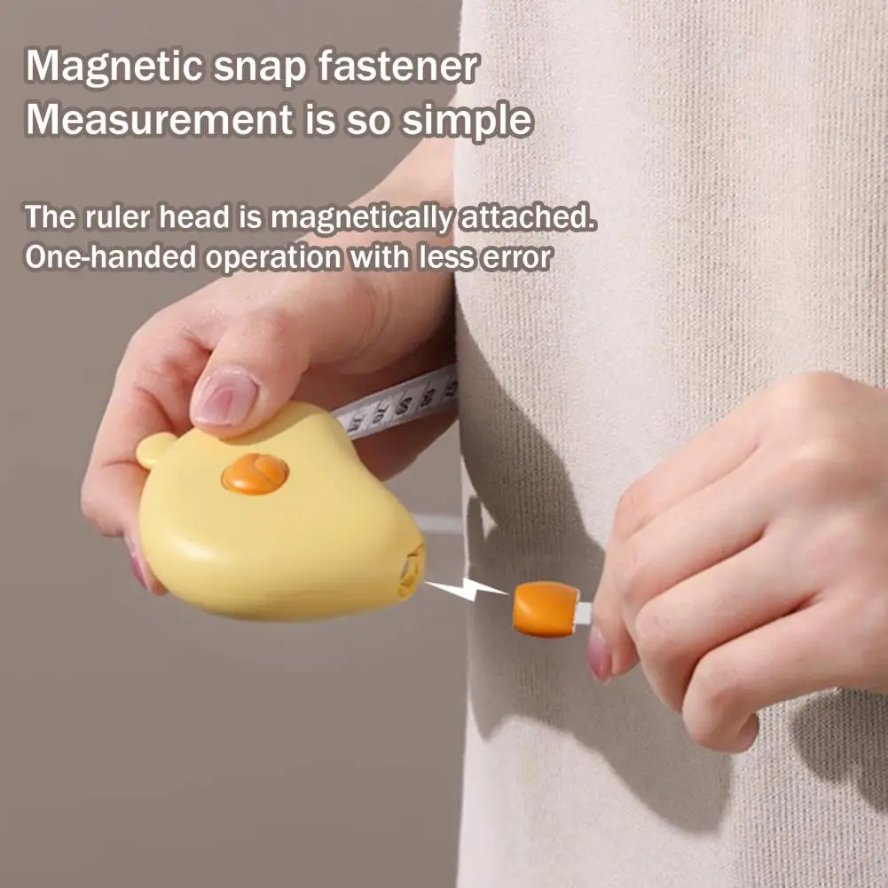 Handheld Tape Measure Portable Cartoon Tape Measure with Magnetic Retractable Design Tailor Sewing Cloth Ruler Mini for Weight