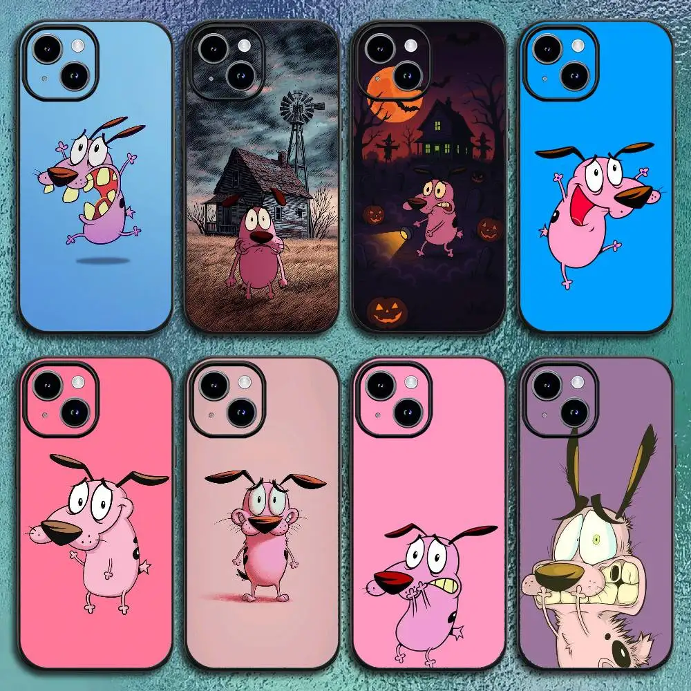 Courage the Cowardly Dog Handyhülle für iPhone 17 12 13 14 15 16 Pro Max Plus Klassische schwarze Softshell