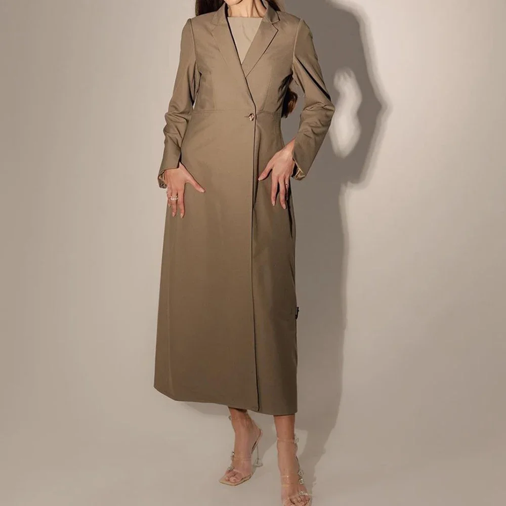 

Fashion Solid Color Khaki Women's Clothing 1 Piece Jacket Outerwear Elegant Female Long Coat Custom Muslim Abayas Blazer 2024