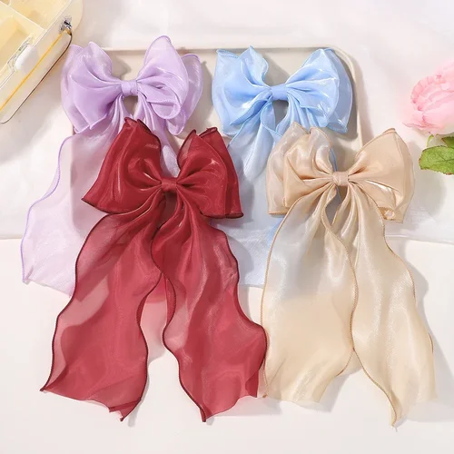 Imagen 2 del producto LOVEKIKI, 1 Uds., elegante lazo grande, coleta para el pelo para niñas, pinzas para el pelo, cinta de hilo de Boutique, accesorios para el cabello a la moda para mujer