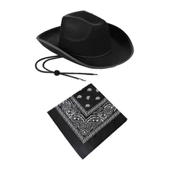 2 westerse cowboyhoeden en zakdoeken voor jongens en meisjes, cowboyhoeden voor verjaardagsfeestjes en Halloween-kostuumaccessoires