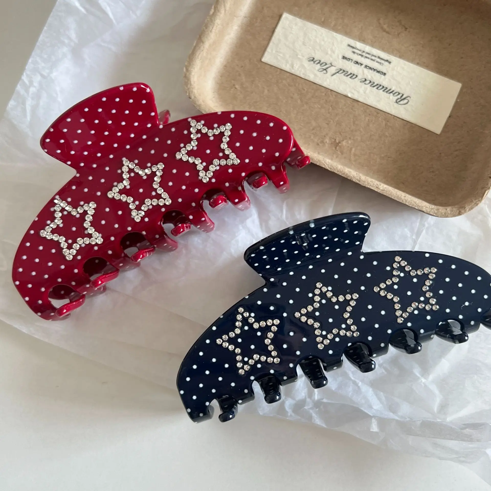 10CM Elegant Luxury Rhinestone Starry Dot Acetate Hair Clip Temperament Versatile Shark Clip Hair Accessory New Model