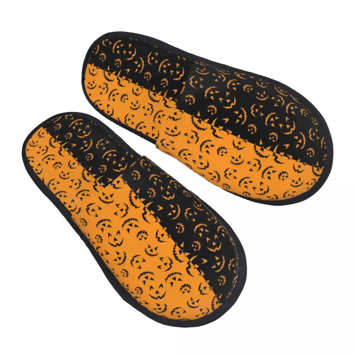 Winter House Cotton Slippers Halloween Ghost Pumpkin Spooky Witch Household Fur Slides Slippers Bedroom Cozy Anti-skid Slides