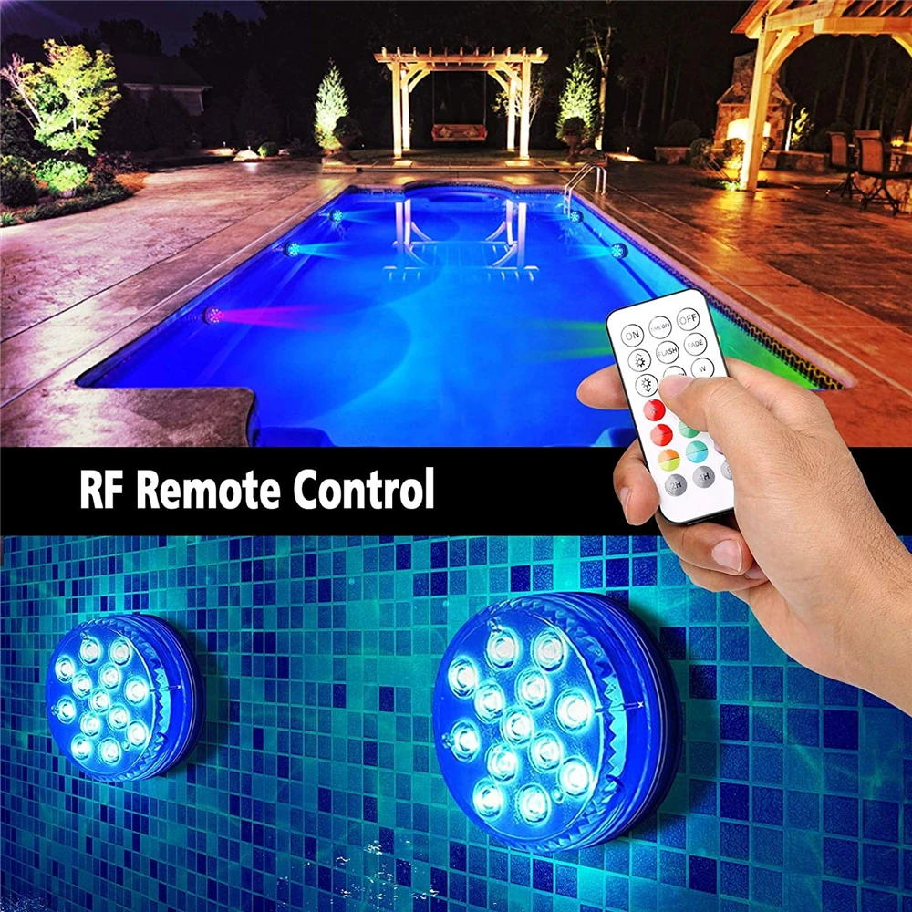 2022 New LED Submersible Pool Lamp Remote Control Outdoor Fish Tank  Underwater Atmosphere Lighting IP68 Waterproof Night Lights