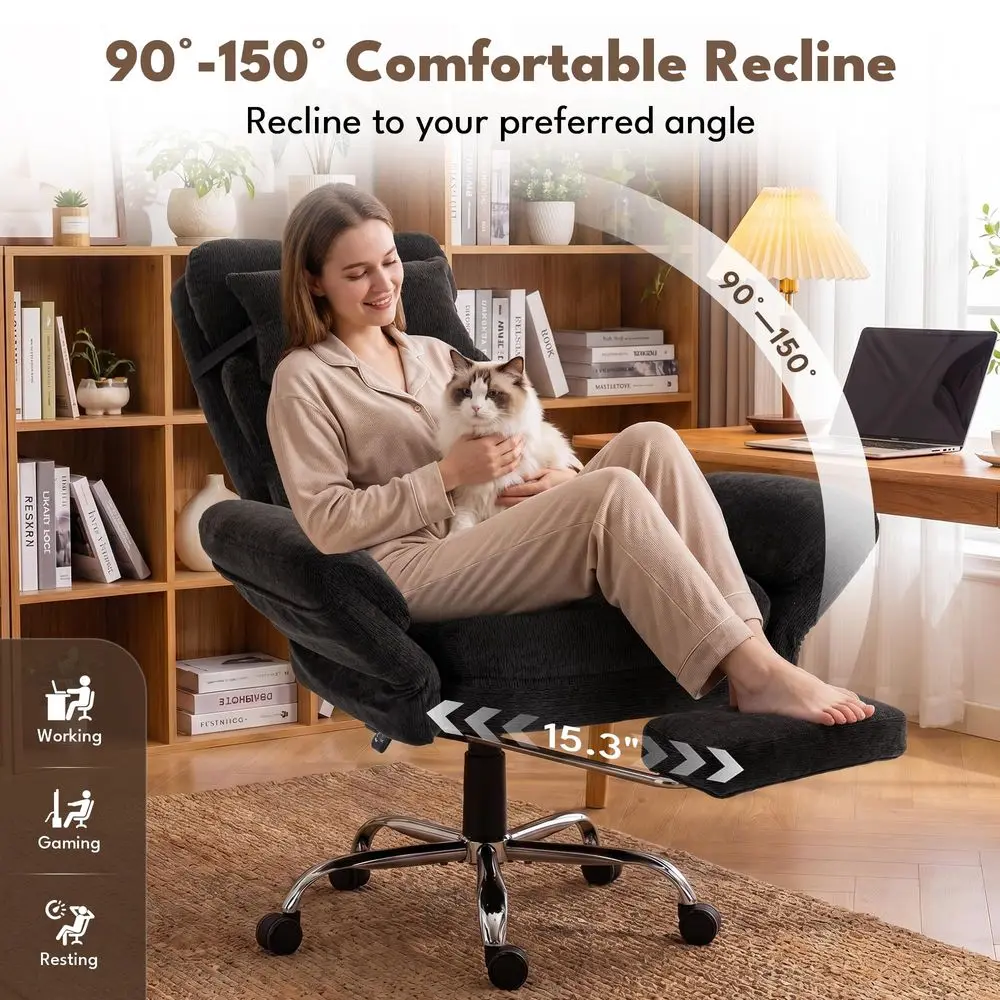 Cross Office Chair, Cloud Desk Computer Chair with 5Position Adjustable Armrests amp Headrest for Pets amp Cross Legged Sitting view 5
