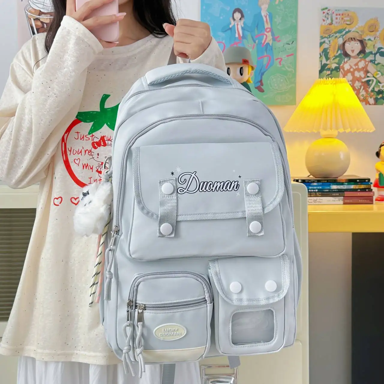 大容量バックパック-カジュアル-旅行-おしゃれ-ダブルショルダーバッグ-中学生女子・大学生向け-パソコンバックパック