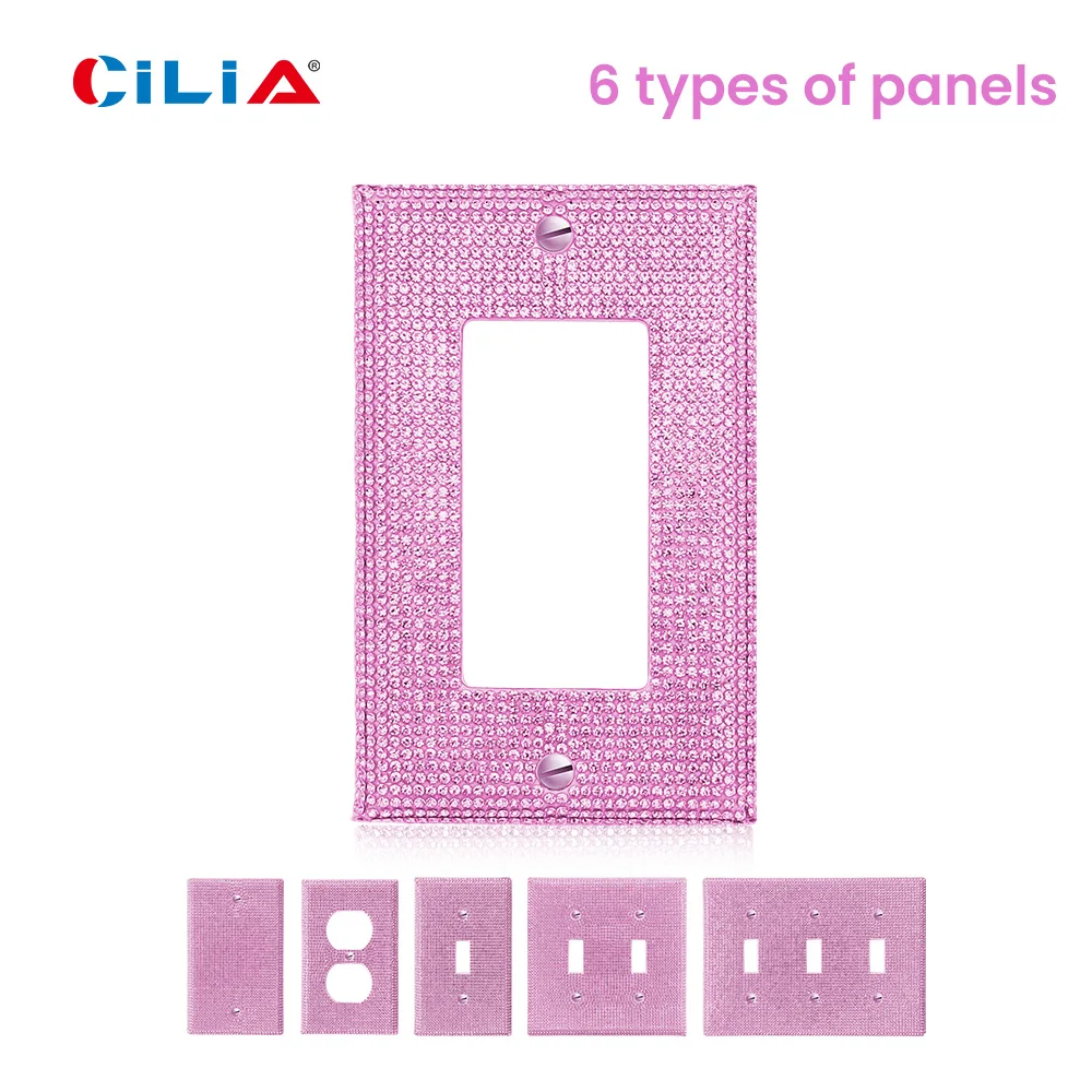 1 wall panel light switch cover, various styles, pink diamond, wall panel light switch socket cover, sturdy and durable