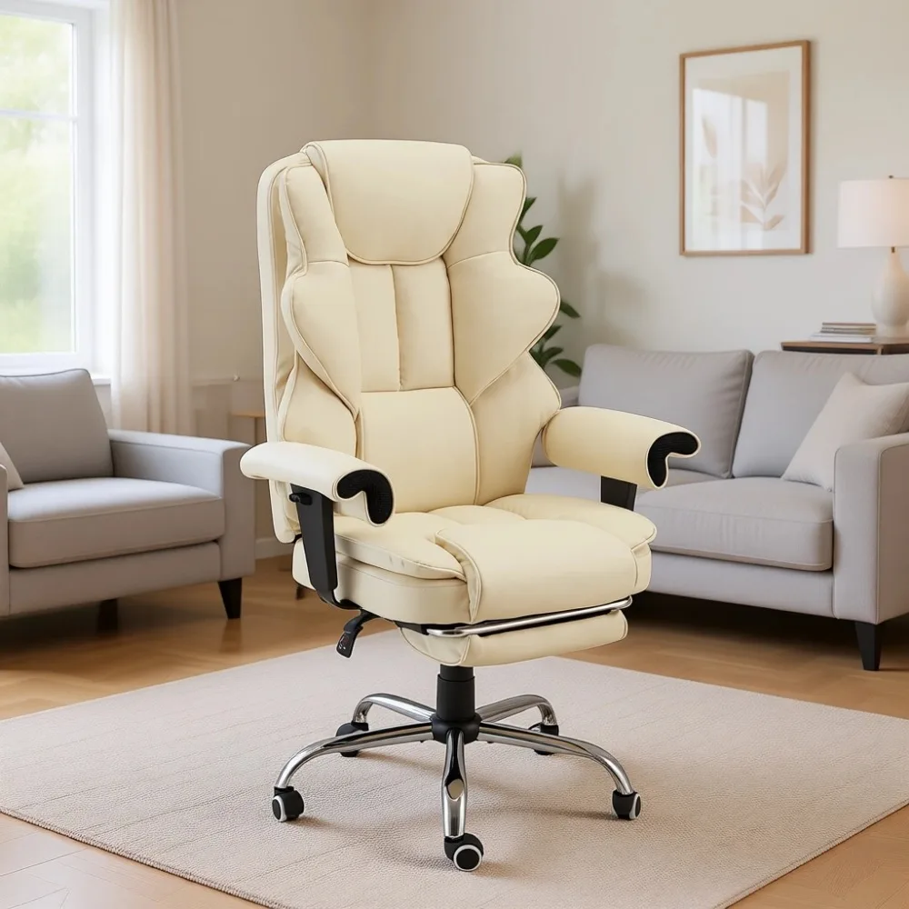 Ergonomic Executive Office Chair with 6-Point Massage, Heating, Adjustable Backrest and Footrest