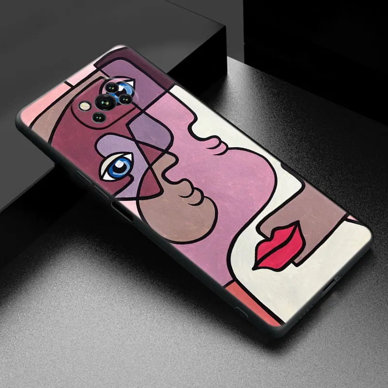 Picasso Abstract Art Painting Black Case For Xiaomi Mi POCO M6 Pro F5 X5 X4 X3 NFC M5S M3 M4 Pro 5G F3 F4 GT F1 F2 Cartoon Cover