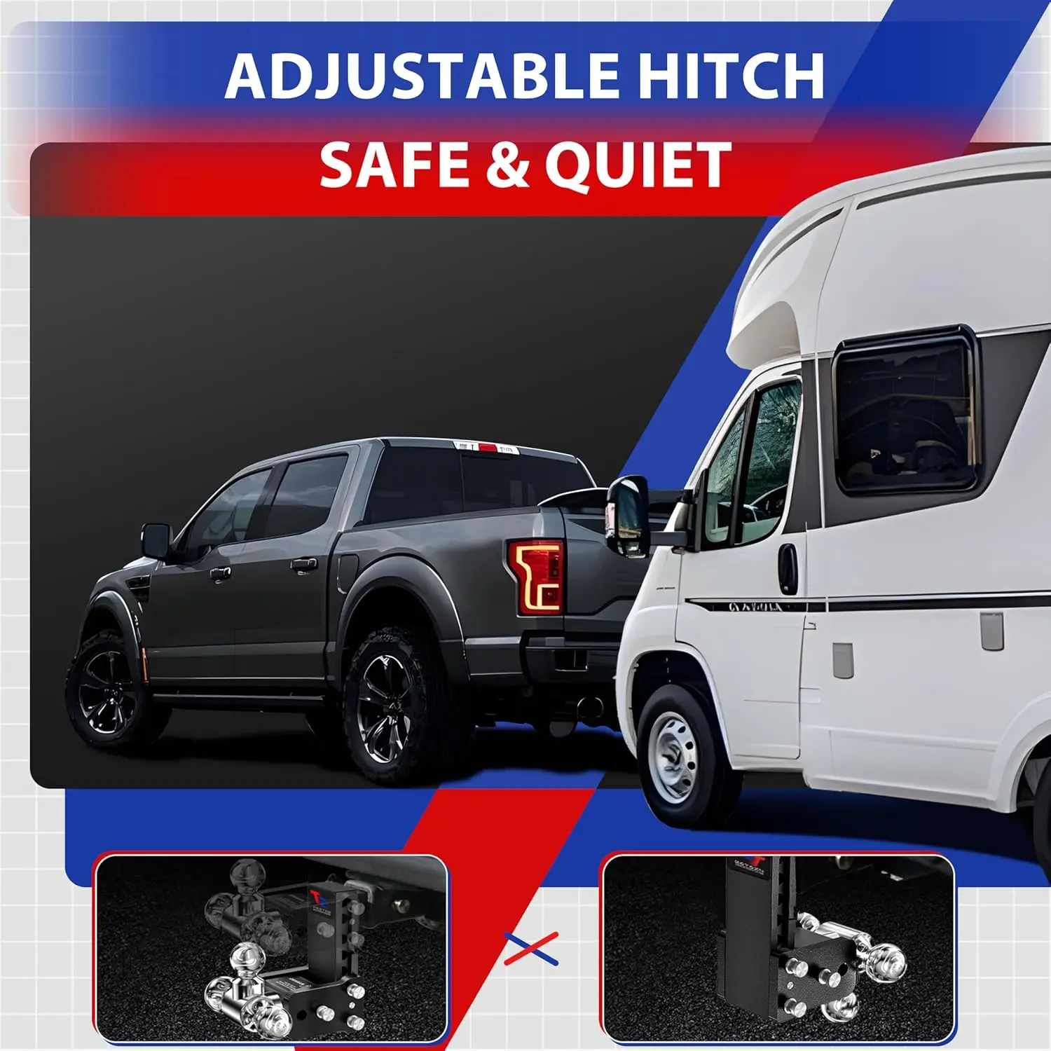 Trailer Towing Application, Aluminum, Silver Color, 15,000 GTW, Dual Ball Design view 5