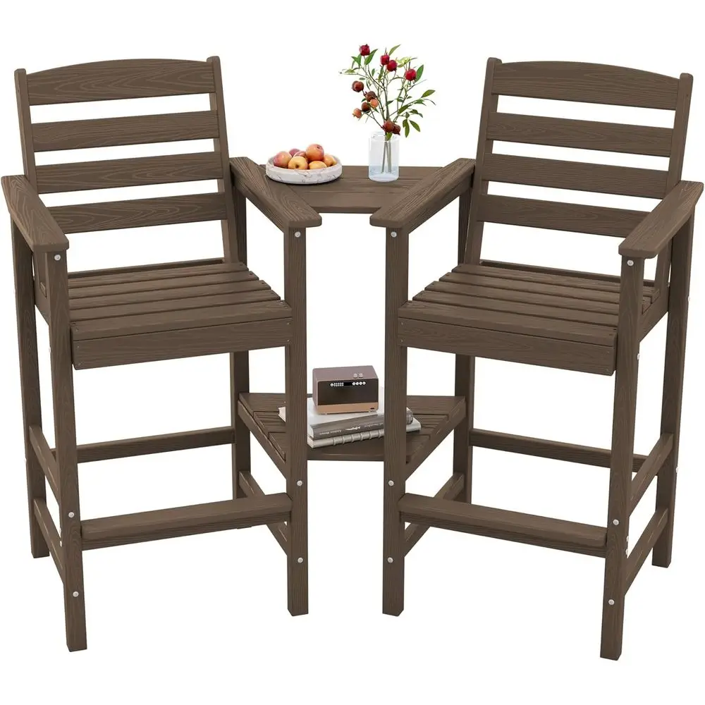 

Pair of High Backyard Chairs with Side Table and Coffee Service