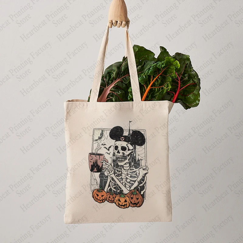 Pumpkin Human Skeleton Holloween Theme Print Shopping Bag Women's Handbags Trend Designer Women's Handbag Holloween Gift