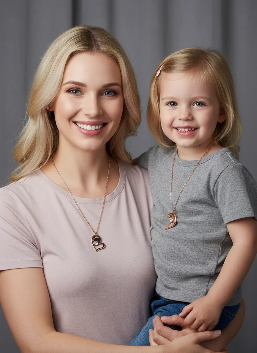 2Pcs/Set Funny Broken Heart Puzzle Mom&Daughter Necklace Hollow Out Design Pendant Mother's Day Mummy Mum Gift