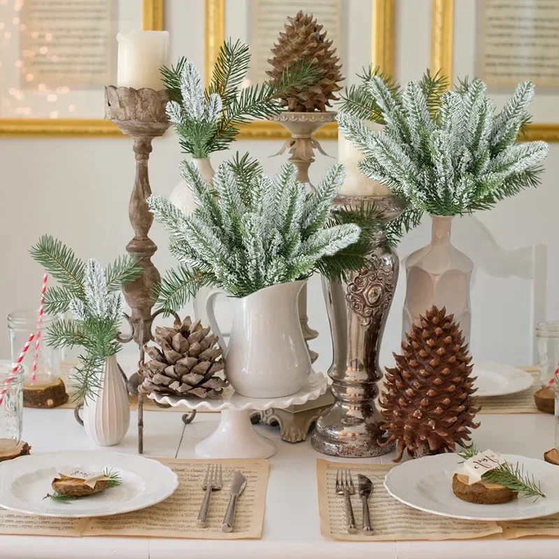 فروع صنوبر صناعية لعيد الميلاد ، نباتات مزيفة ، إبر صنوبر ، إكليل ، شجرة عيد الميلاد ذاتية الصنع ، ديكور المنزل ، العام الجديد ، 6: