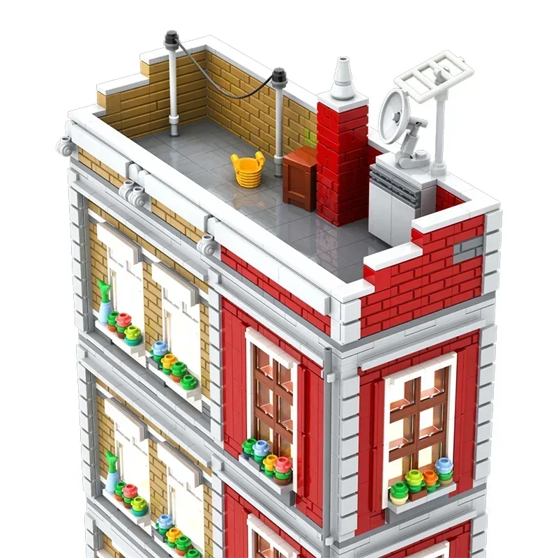 Moc tijolos de construção vista rua modelo cachorro-quente e donuts loja tecnologia blocos modulares presentes brinquedos natal diy conjuntos montagem