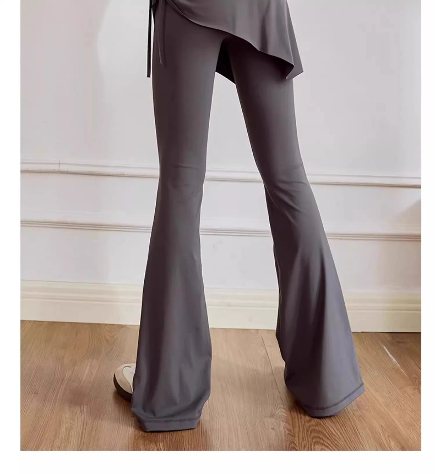 Women's Micro Flare Yoga Pants with Skirt Wrap - High Waist Tummy Control Butt Lifting Workout Leggings for Gym Pilates Training