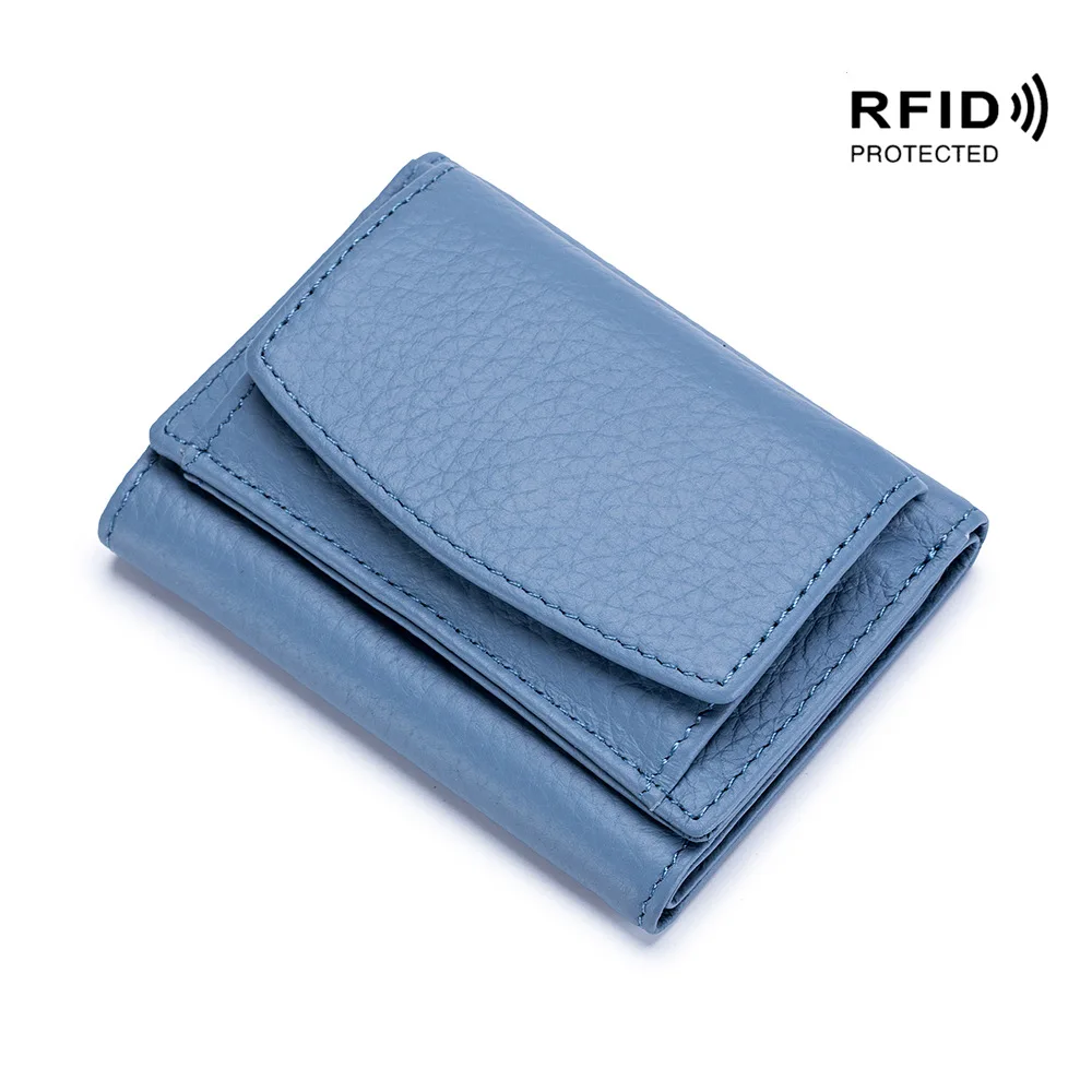 Nieuwe Vrouwen Echt Lederen Portemonnees Vrouwelijke Koeienhuid Portefeuilles Dame Kleine Broekzak Rfid Kaarthouder Mini Geldzak Draagbare Clutch