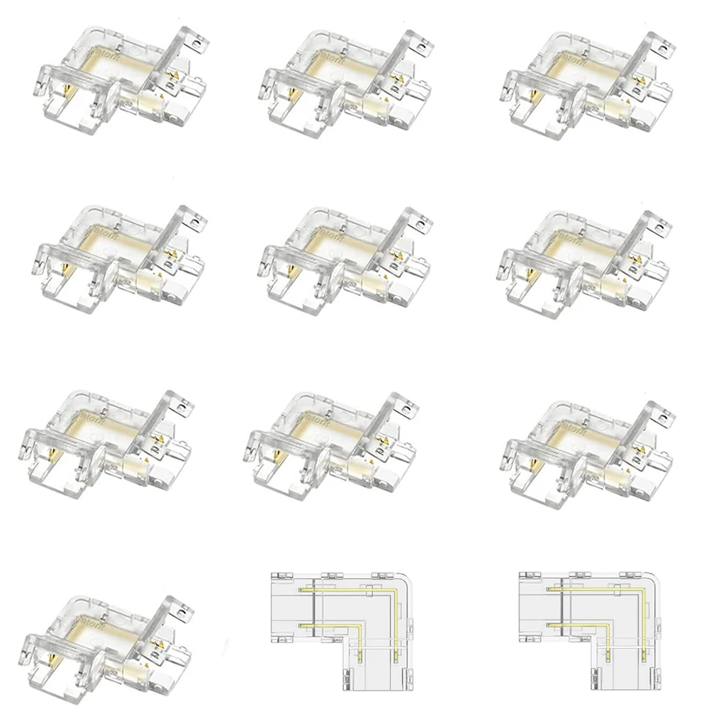 2-pinowe złącza LED COB 8mm 10mm do taśmy bez lutowania złącze narożne do świateł pasek COB LED 2Pin