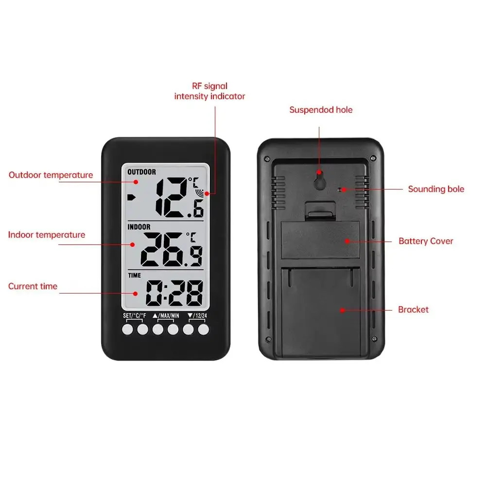 Relógio medidor de temperatura eletrônico sensor estação meteorológica display digital sala interior termômetro lcd preciso