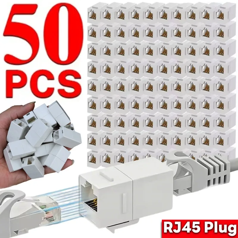 1-50PCS RJ45 Keystone Coupler Network Ethernet Dual Straight Head Lan Cable Connectors Internet CAT 5 5E 6 6a Extender Plug