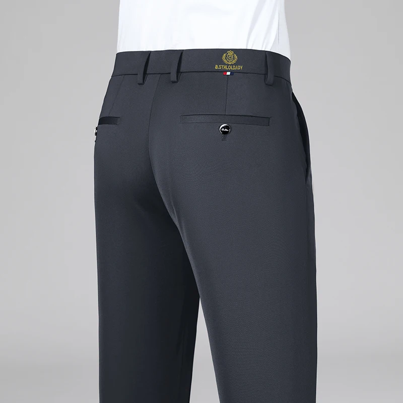 2026 Fashion Men's Stretch Pants Flat Front Formal Dress Pants Black Navy Office Work Pants for Business Party Commuting - view 5