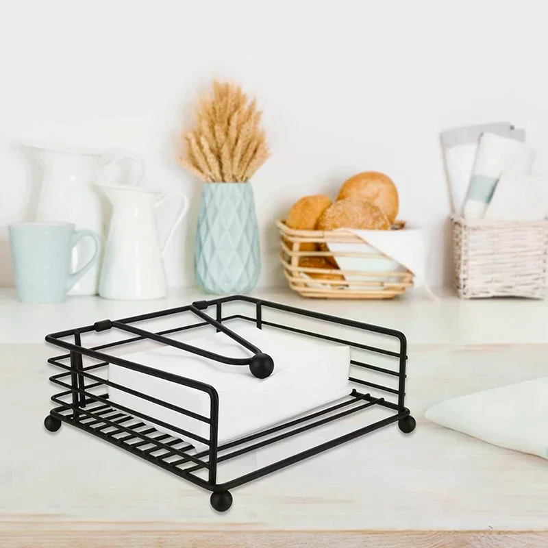 

Металлический держатель для салфеток в деревенском стиле, квадратный органайзер для бумаги для кухни, дома, ресторана, кафе-настольный декоративный держатель для салфеток