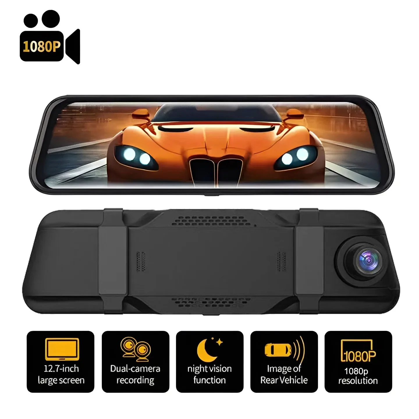 9,66 Zoll Touchscreen Auto-Dashcam Vorder- und Rückfahrkamera Fahrvideo-Rekorder Rückfahrkamera