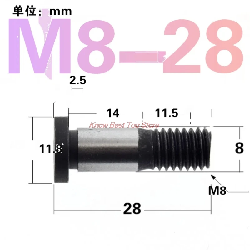 12Pcs Hexagonal Blackened Screw M8 Bolt High-Strength Bearing Pulley with Fixing Screw Thread M8-28