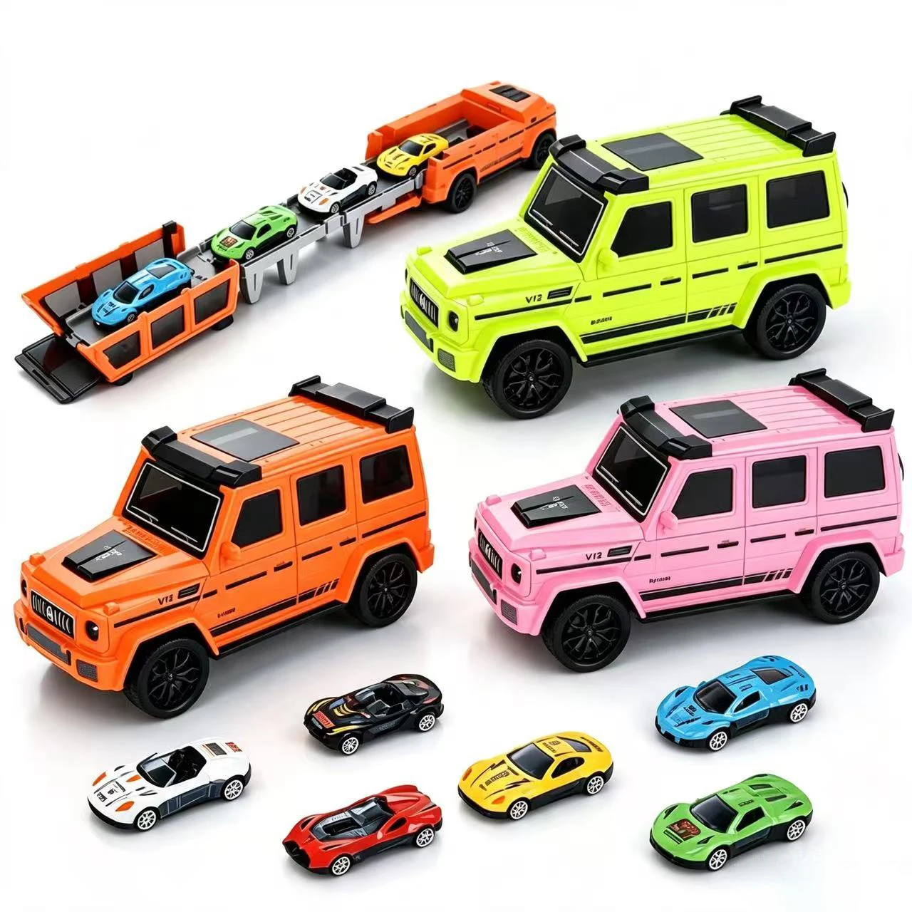 3-Pack Transforming Launcher Track Toy Car Set Mini Race Cars Included (Random Styles And Colors) Interactive SUV Toy