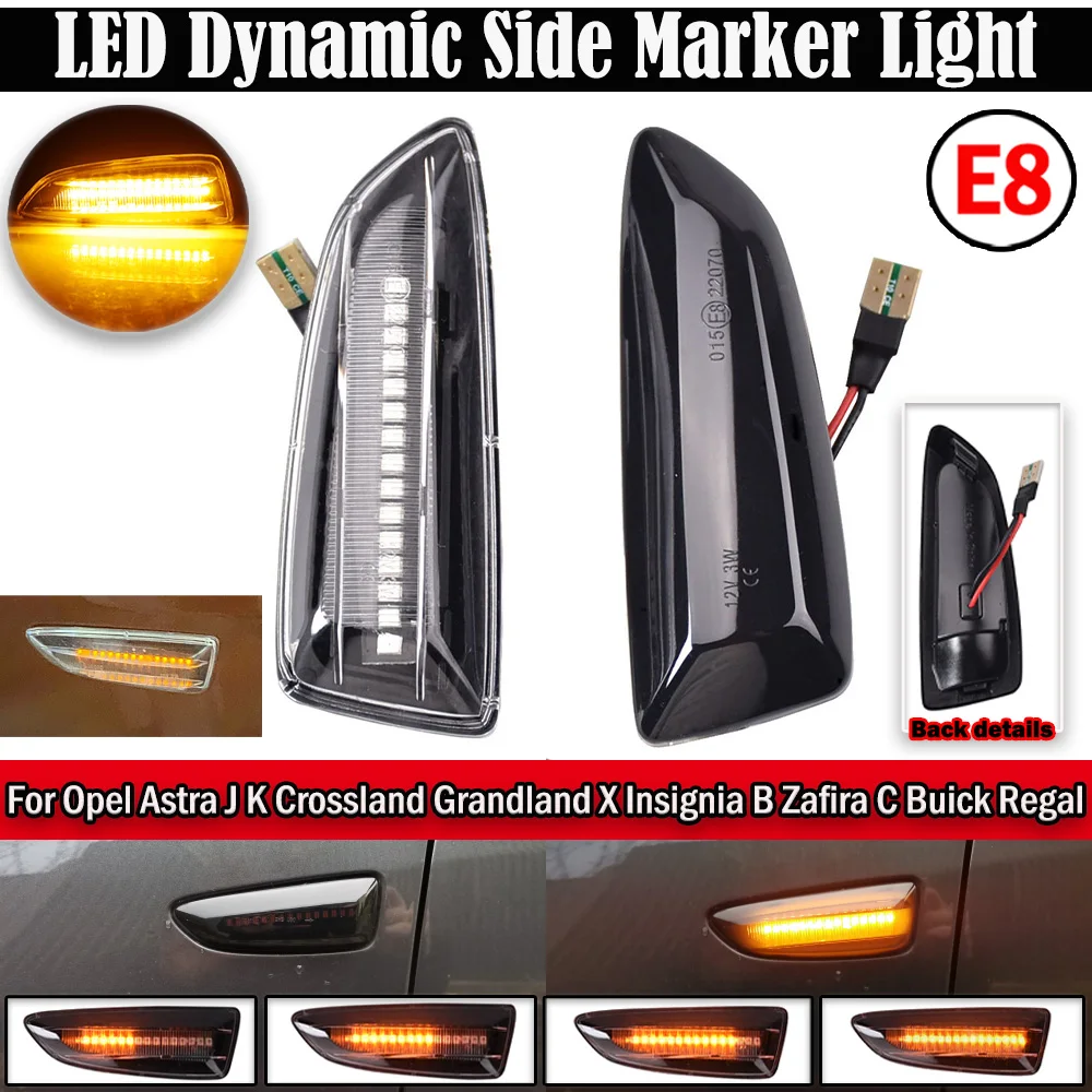 2 قطعة Led ديناميكية الجانب ماركر بدوره مصباح إشارة الوامض متسلسل لأوبل أسترا J أسترا J K زافيرا C إنسيجنيا B Grandland X
