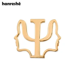 Hanreshe Psychology Medical Psi Symbol Brooch Backpack Lapel Gold Color Pin Badge Psychiatrist Jewelry for Doctor Nurse
