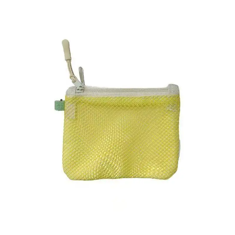 Mesh Travel Makeup Bag For Women Portable Mini Cosmetic Pouch Double Layer Zipper Multi-purpose Coin Purse Credit Card Holder