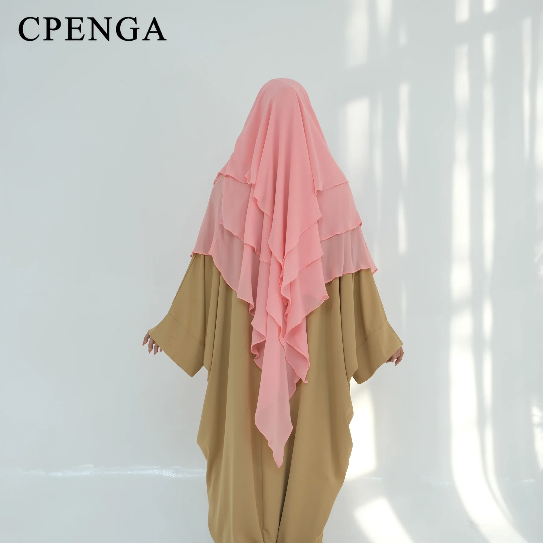 2025 Muslim Women Two-Tiered Ruffle Scarf Eid Arabic Holiday Prayer Cap Elegant Islam Femme Plain Hijab Ramadan Turkey Khimar