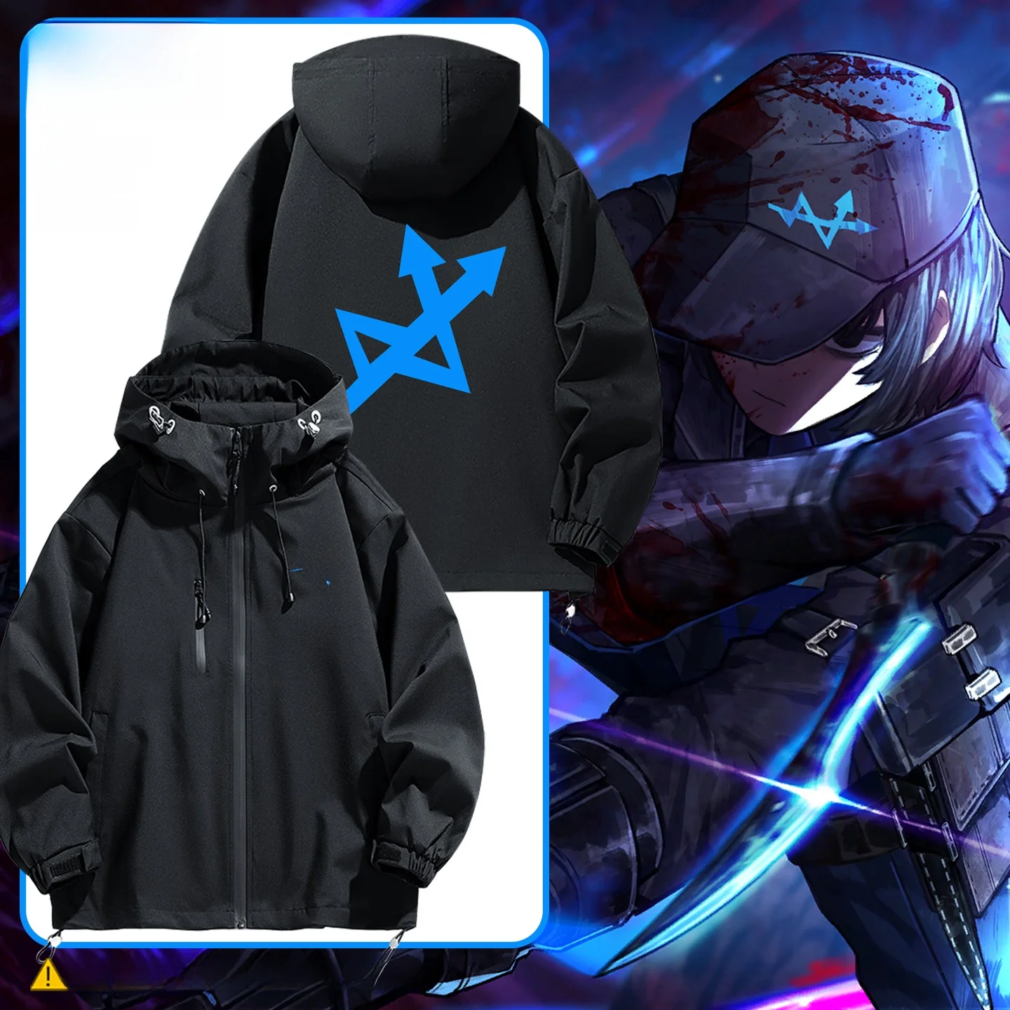 

Bla Jaet Youthful Sle Polyester Fiber Long Sve Zipper Decoration Windproof Stand Fit Library Game Cleaning Stf ...