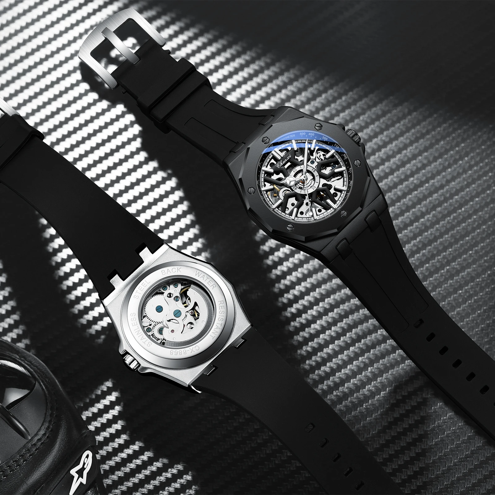 New Top Luxury Men's Watches Silicone Strap Waterproof Sports Skeleton Automatic Mechanical Watch Luminous Men's Watches  Gifts