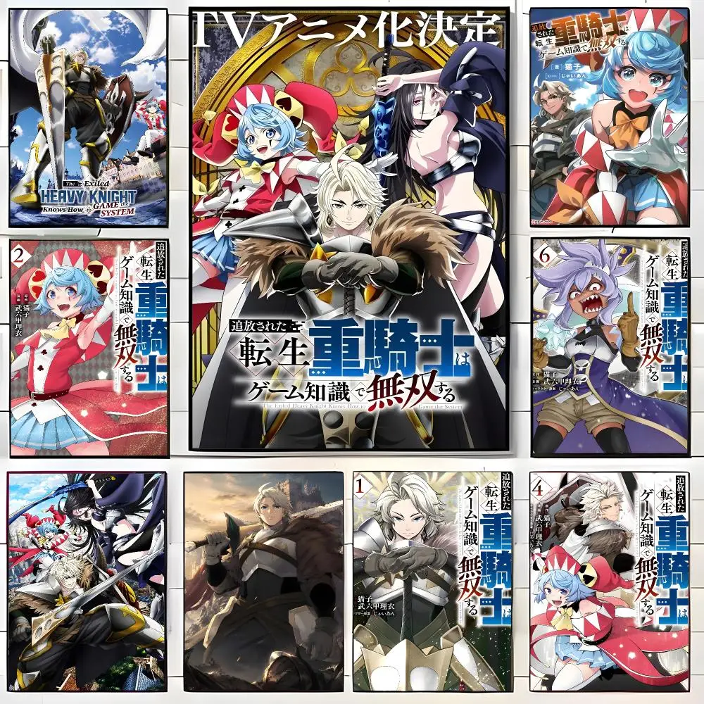 Fantasy Anime E-Exiled Heavy Knight Poster  Self-adhesive Art Waterproof Paper Sticker Coffee House Bar Room Wall Decor