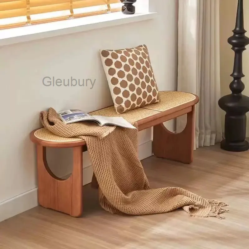 Bench,antique Solid Wood Homestay,rattan Woven Bed,tail Stool,designer,simple Long Stool, Home Dining Stool,shoe Changing Stools