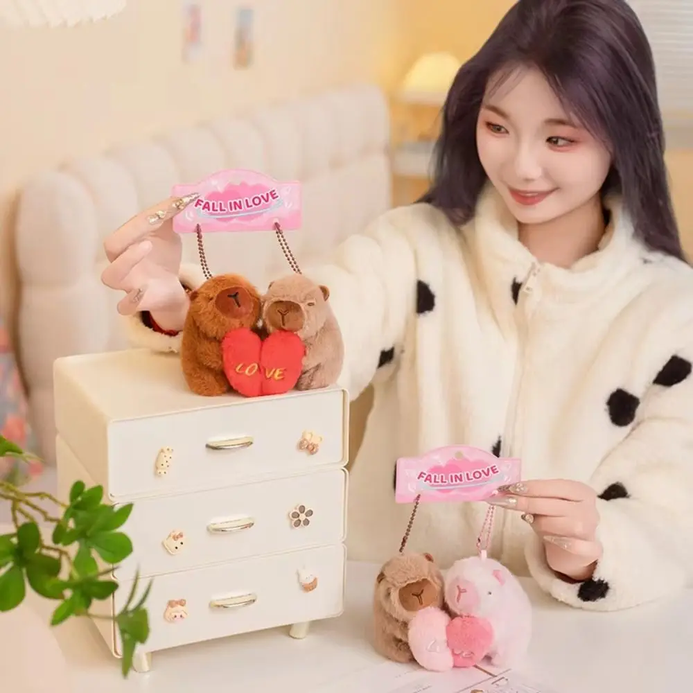 Magnetyczny breloczek pluszowy z kapybarą, pluszowa zawieszka z kreskówkowym zwierzęciem, breloczki dla par, słodka kawaii kapybara, pluszowa lalka, akcesorium do zawieszenia.