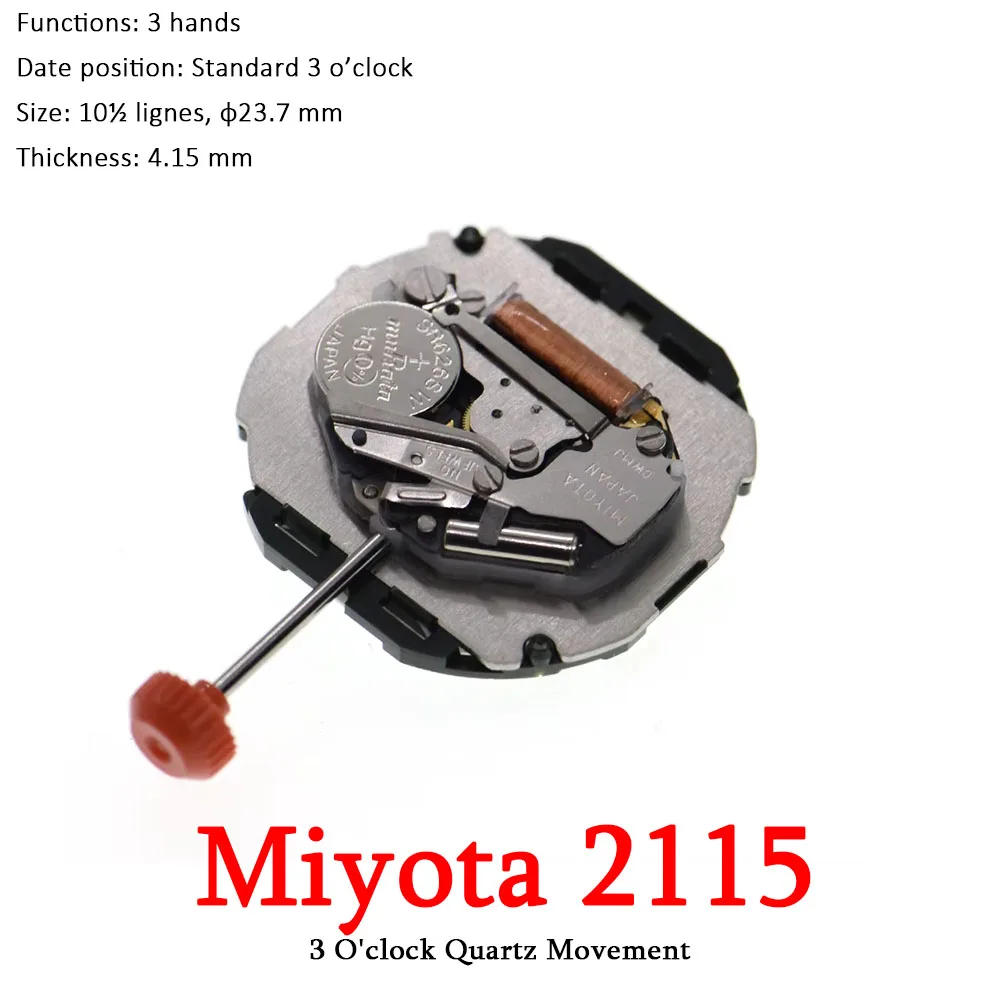Japan Miyota 2115 Quartz Movement 3 Hands With Date Calendar