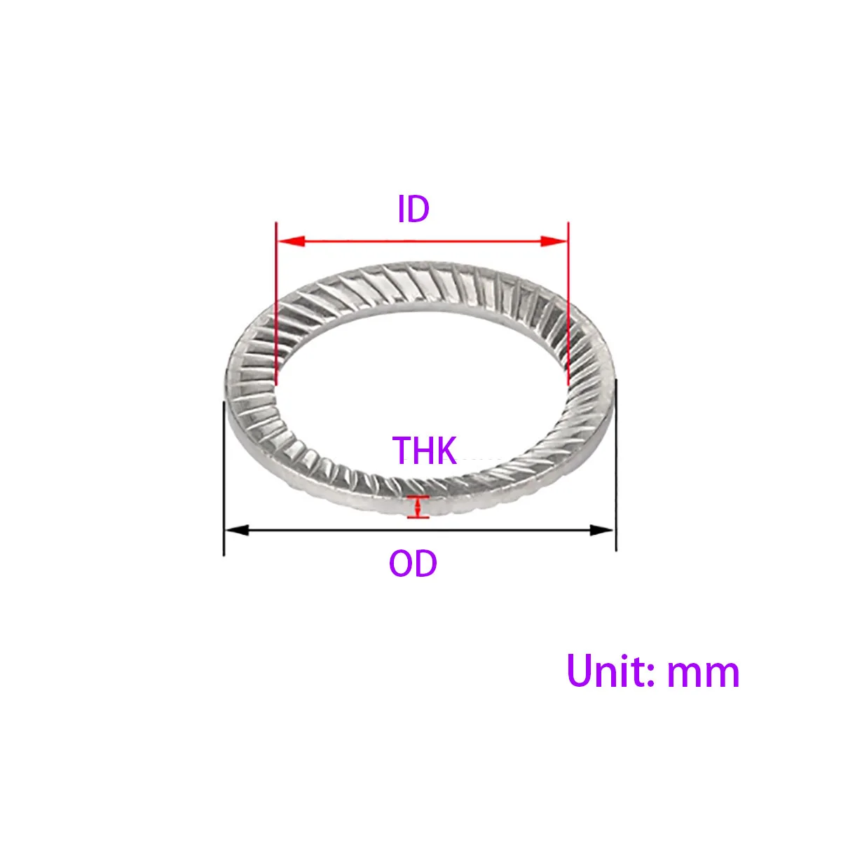 

304 Stainless Steel DIN9250 Lock Washer Printed Diagonal Washer Double-sided Printing 2.5-25mm