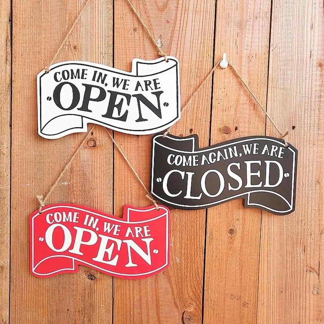 

Double-sides Wall Modern Art Creative Store Decoration Door Indoor Wall Hanging Sign Open/Closed